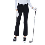 GoPlayer レディース ハイウエスト エラスティック ゴルフ パンツ (ブラック)