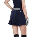 GoPlayer レディース 伸縮性ウエスト ゴルフスカート (ネイビーブルー)