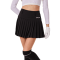 GoPlayer Women's Golf Elastic Waist Pleated Skirt (Black)