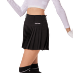 GoPlayer レディース ゴルフ 伸縮性ウエスト プリーツスカート (ブラック)