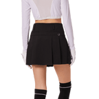 GoPlayer レディース ゴルフ 伸縮性ウエスト プリーツスカート (ブラック)