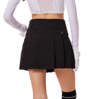 GoPlayer レディース ゴルフ 伸縮性ウエスト プリーツスカート (ブラック)