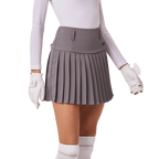 GoPlayer レディース ゴルフ 伸縮性ウエスト プリーツスカート (グレー)