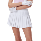 GoPlayer レディース 伸縮性ハイウエストプリーツスカート (ホワイト)