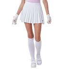 GoPlayer レディース 伸縮性ハイウエストプリーツスカート (ホワイト)