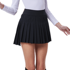 GoPlayer Ladies' Elastic High-Waisted Pleated Skirt (Black)