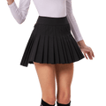 GoPlayer レディース 伸縮性ハイウエストプリーツスカート (ブラック)