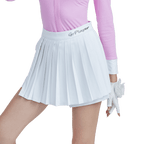 GoPlayer レディース ゴルフ フェイク ツーピース プリーツ パンツ スカート (ホワイト)