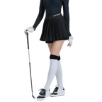 GoPlayer女高爾夫假兩件式百褶褲裙(黑)