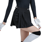 GoPlayer女高爾夫假兩件式百褶褲裙(黑)
