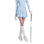 GoPlayer レディース ゴルフ フェイク ツーピース プリーツ パンツ スカート (ライトブルー)