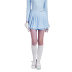 GoPlayer レディース ゴルフ フェイク ツーピース プリーツ パンツ スカート (ライトブルー)