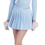 GoPlayer レディース ゴルフ フェイク ツーピース プリーツ パンツ スカート (ライトブルー)