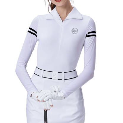 GoPlayer Women's Golf Big Lapel Ice Silk Sleeve Suit (White)