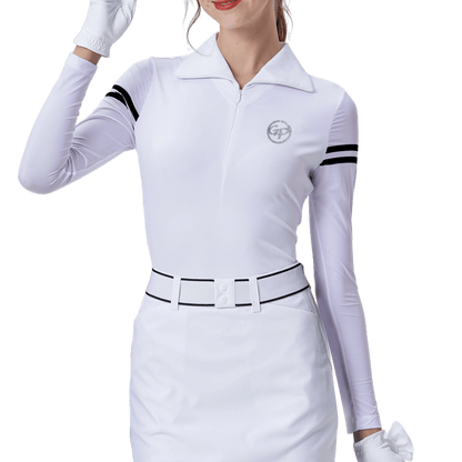 GoPlayer Women's Golf Big Lapel Ice Silk Sleeve Suit (White)