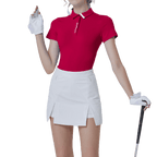 GoPlayer レディース 伸縮性のある通気性のある半袖トップ (レッド)