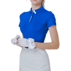 GoPlayer女彈性透氣短袖上衣(寶藍)