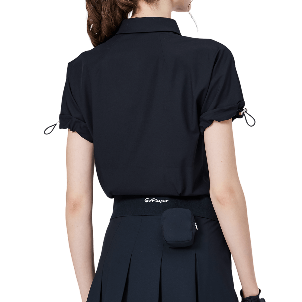 GoPlayer Women's Loose Fit Short Sleeve Top (Black)