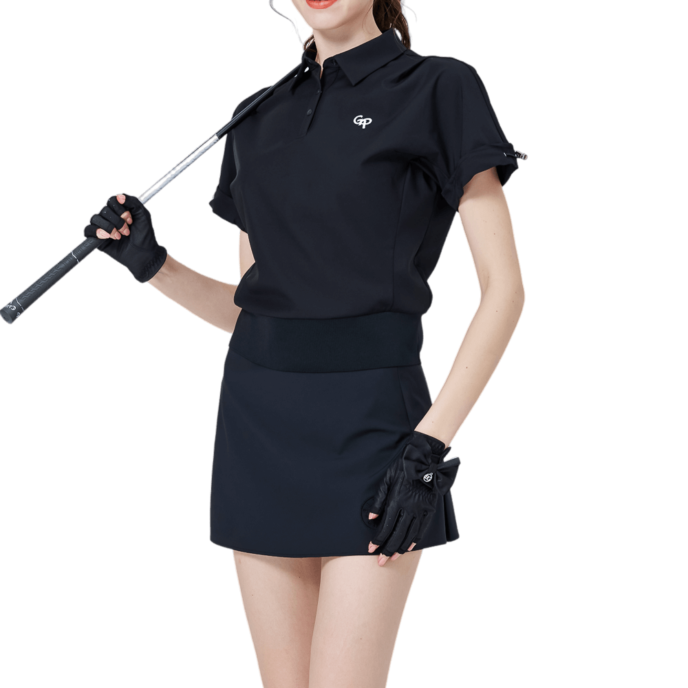 GoPlayer Women's Loose Fit Short Sleeve Top (Black)