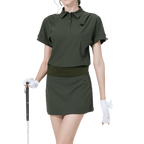 GoPlayer女寬鬆版短袖上衣(軍綠)