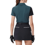 GoPlayer レディース スタンドカラー ゴルフ 半袖Tシャツ (ダークグリーン)