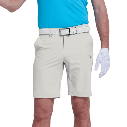 GoPlayer メンズ パンチング エラスティック ゴルフ ショーツ (ライト グレー)