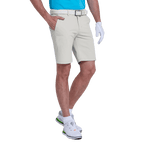 GoPlayer men's punched elastic golf shorts (light gray)