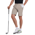 GoPlayer メンズ ウエストゴム ゴルフ ショーツ (カーキ)