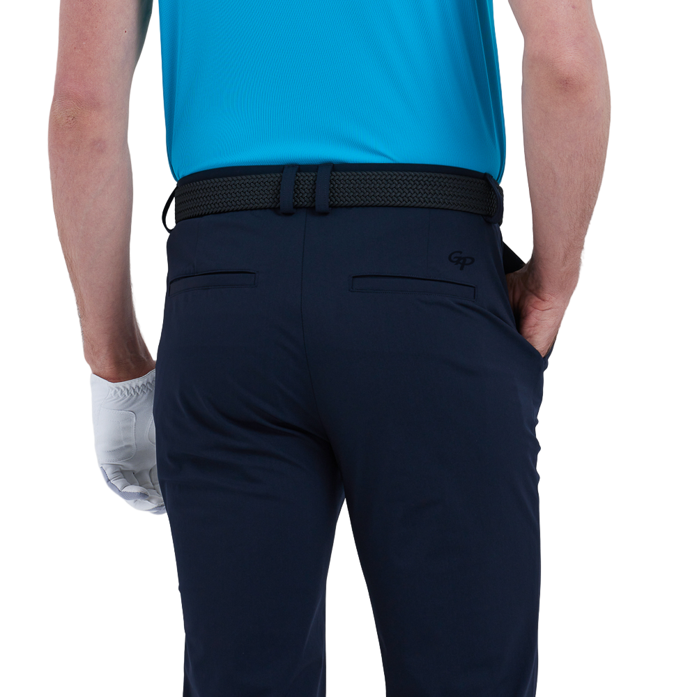 GoPlayer Men's Golf Perforated Breathable Golf Pants (Dark Blue)