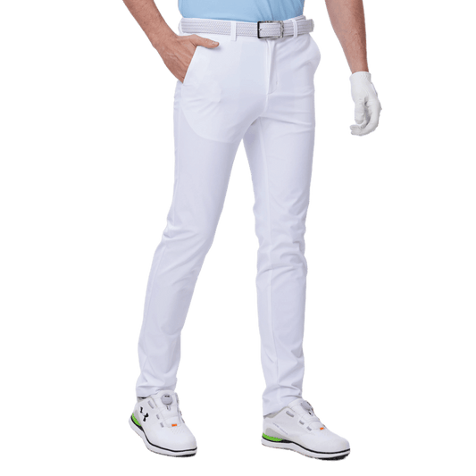 GoPlayer Men's Super Elastic Perforated Golf Trousers (White) 2024