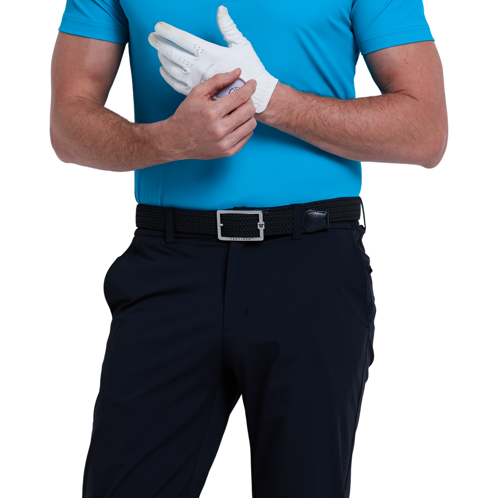 GoPlayer メンズ 伸縮性ウエスト パンチング ゴルフパンツ (ブラック)