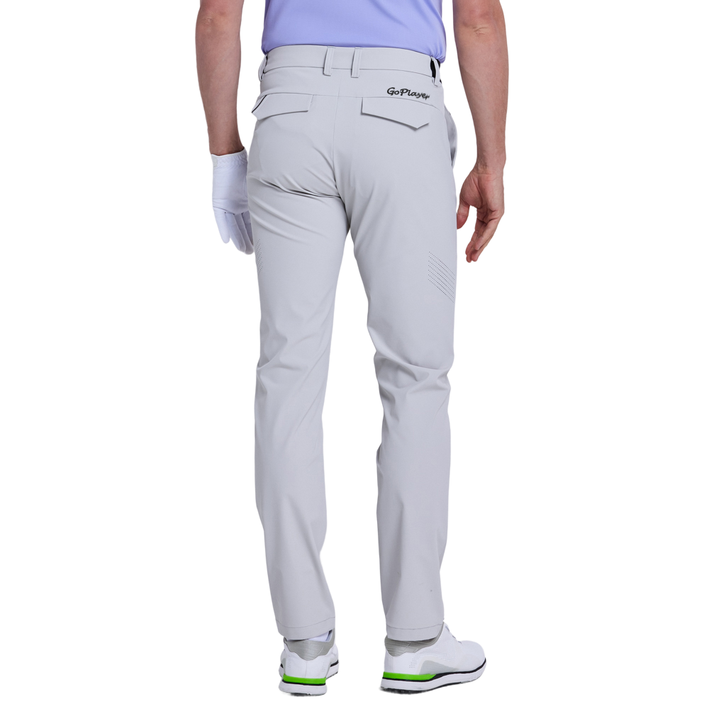GoPlayer メンズ 伸縮性ウエスト パンチング ゴルフパンツ (コールドグレー)
