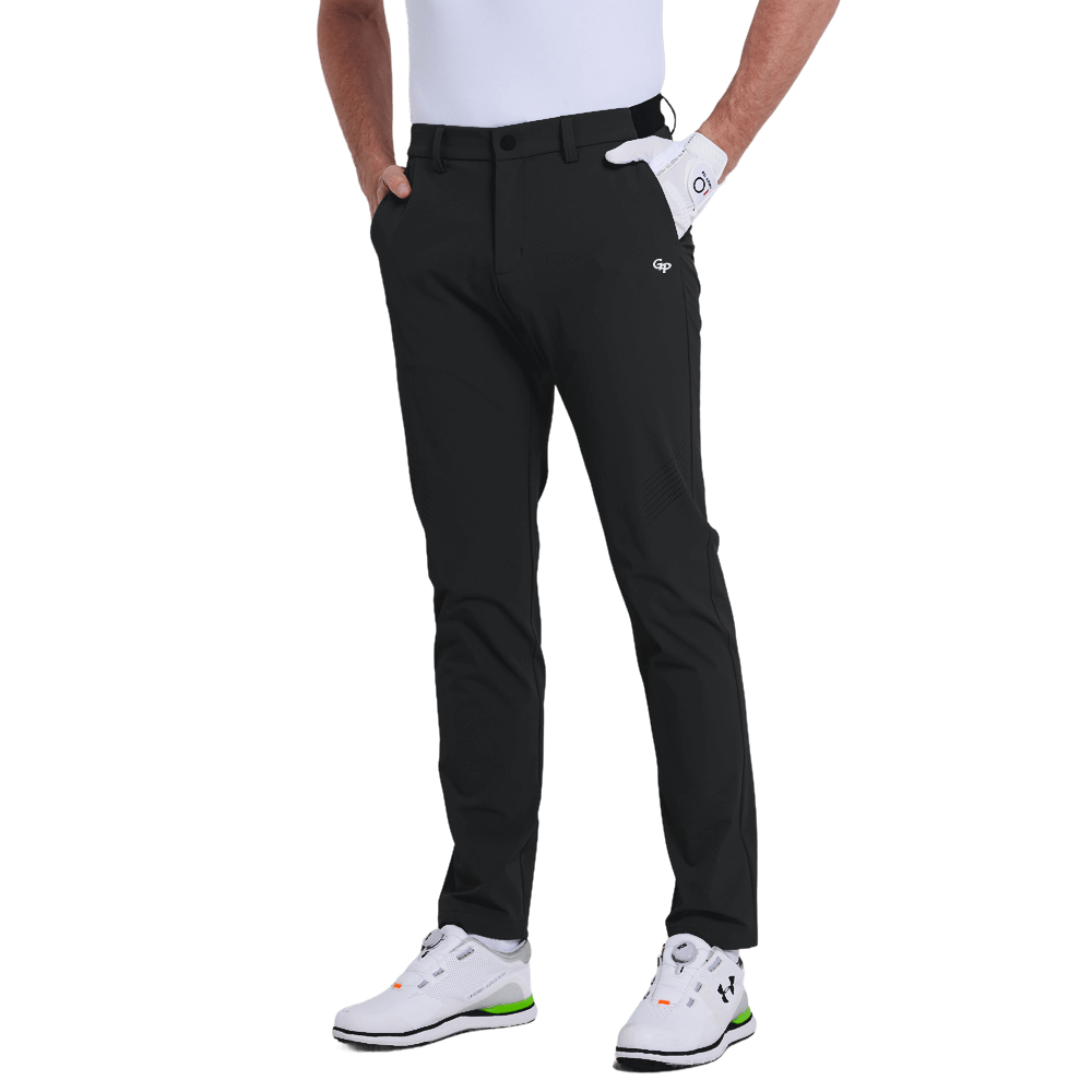 GoPlayer メンズ エラスティック ゴルフパンツ (ブラック)