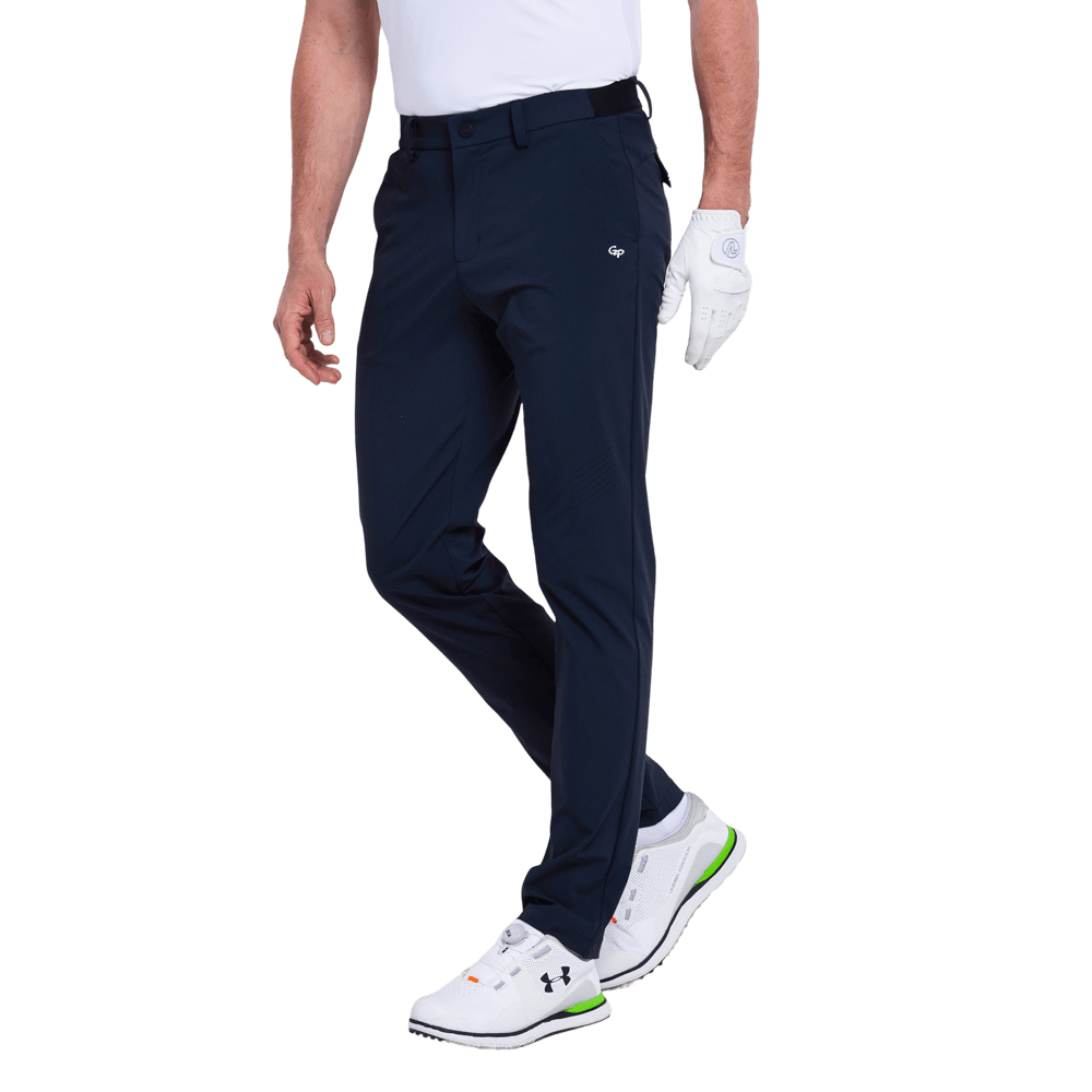 GoPlayer メンズ エラスティック ゴルフパンツ (ネイビーブルー)