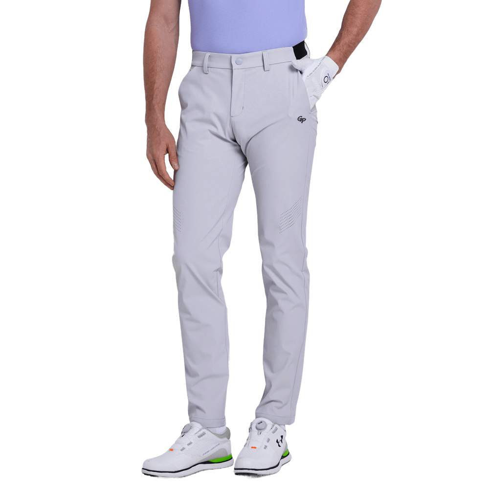 GoPlayer メンズ エラスティック ゴルフパンツ (ライトグレー)