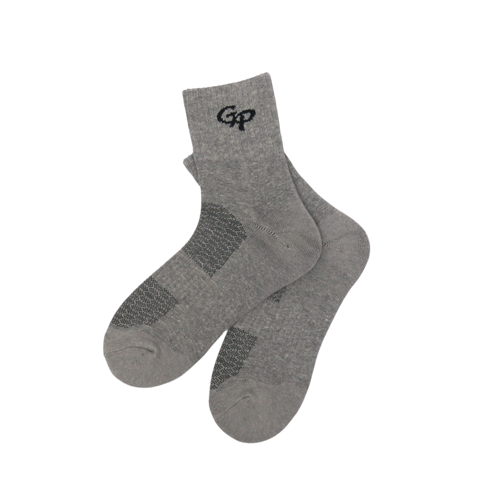 GoPlayer Men's Bamboo Charcoal Air Cushion Middle Tube Sports Socks Gray