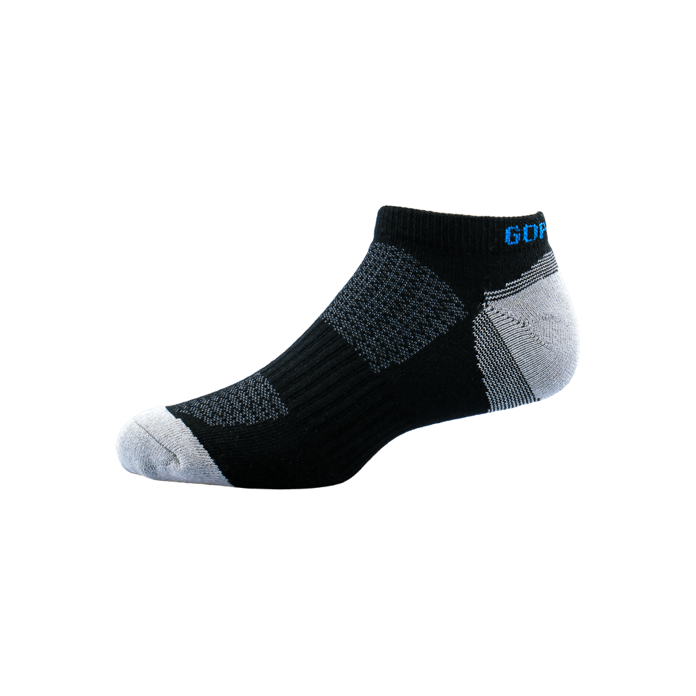 GoPlayer Men's Bamboo Charcoal Air Cushion Sports Ankle Socks (Black)