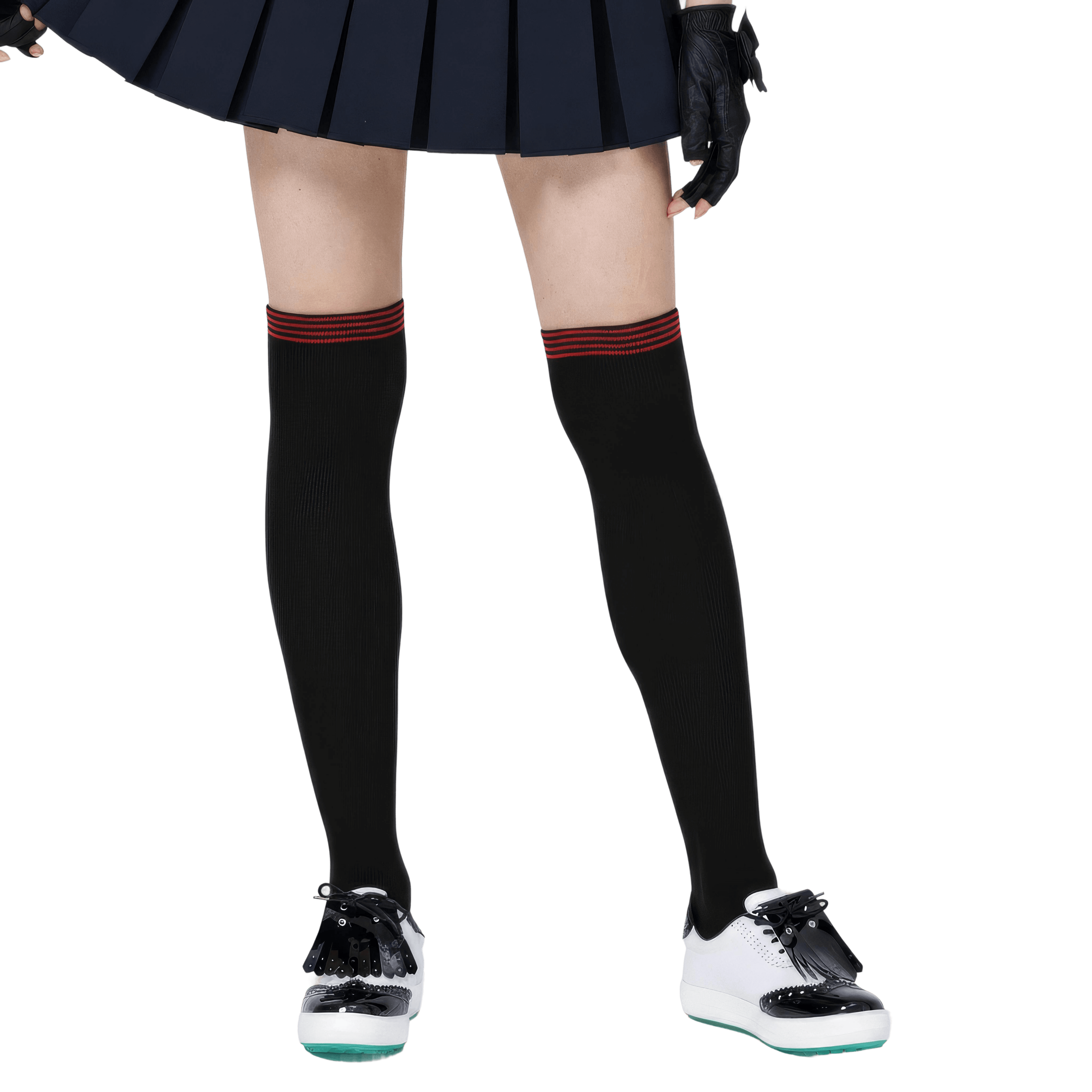 GoPlayer レディース ニーストッキング (竹炭ブラックレッド)