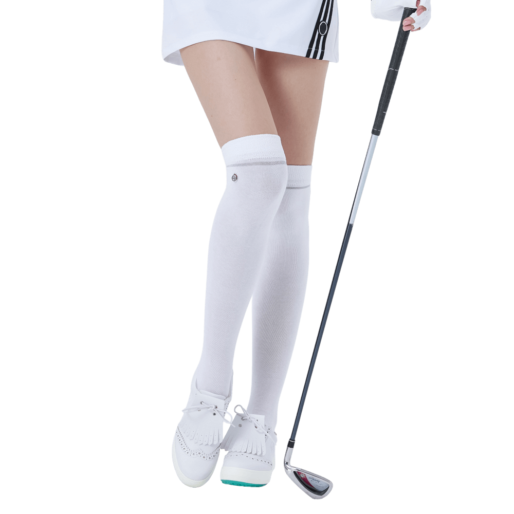 GoPlayer レディース ゴルフ ニーソックス (シルバー)