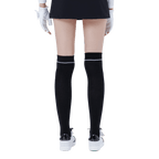 GoPlayer レディース ゴルフ ニーソックス (ブラックとシルバー)