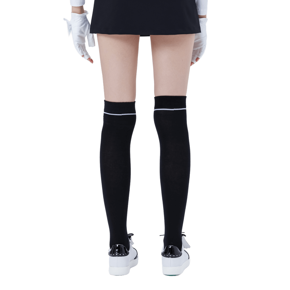 GoPlayer レディース ゴルフ ニーソックス (ブラックとシルバー)