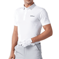 GoPlayer Men's Elastic Quick Dry Short Sleeve Top (White Striped Collar)