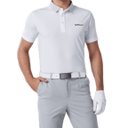 GoPlayer メンズ 伸縮性速乾半袖トップス（ホワイトストライプカラー）