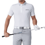 GoPlayer メンズ 伸縮性速乾半袖トップス（ホワイトストライプカラー）