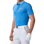 GoPlayer メンズ 伸縮性速乾半袖トップス（ストライプカラー ブルー）