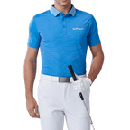 GoPlayer メンズ 伸縮性速乾半袖トップス（ストライプカラー ブルー）