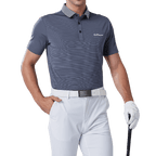 GoPlayer Men's Elastic Quick Dry Short Sleeve Top (Striped Collar Gray)