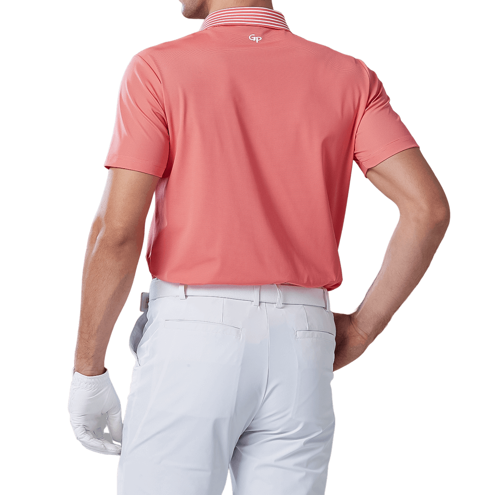 GoPlayer メンズ 伸縮性速乾半袖トップス（ストライプカラー オレンジ）