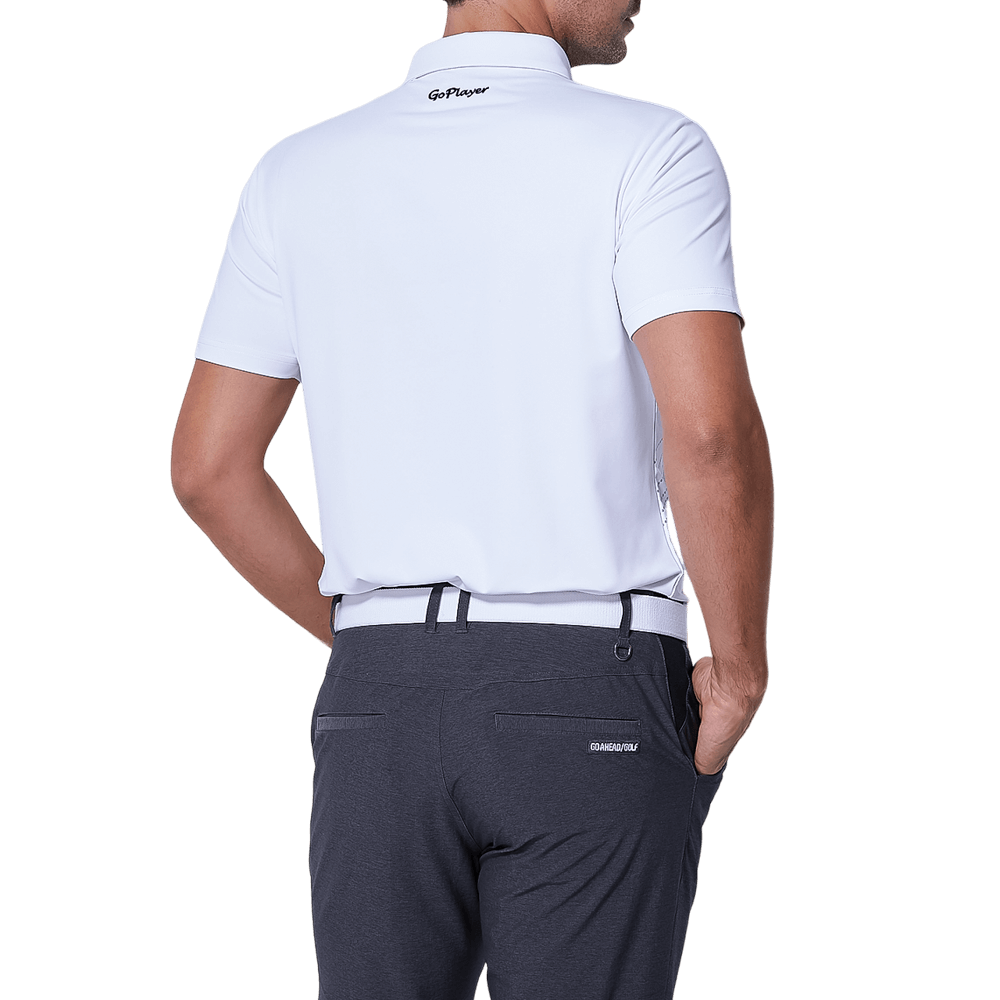 GoPlayer Men's Elastic Quick Dry Short Sleeve Top (British Flag Pattern White)