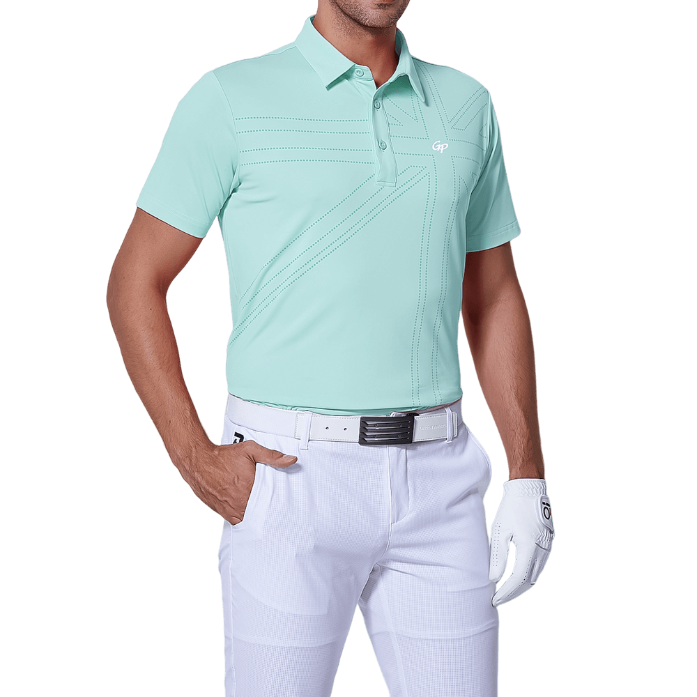 GoPlayer メンズ 伸縮性速乾半袖トップス（英国国旗グリーン）